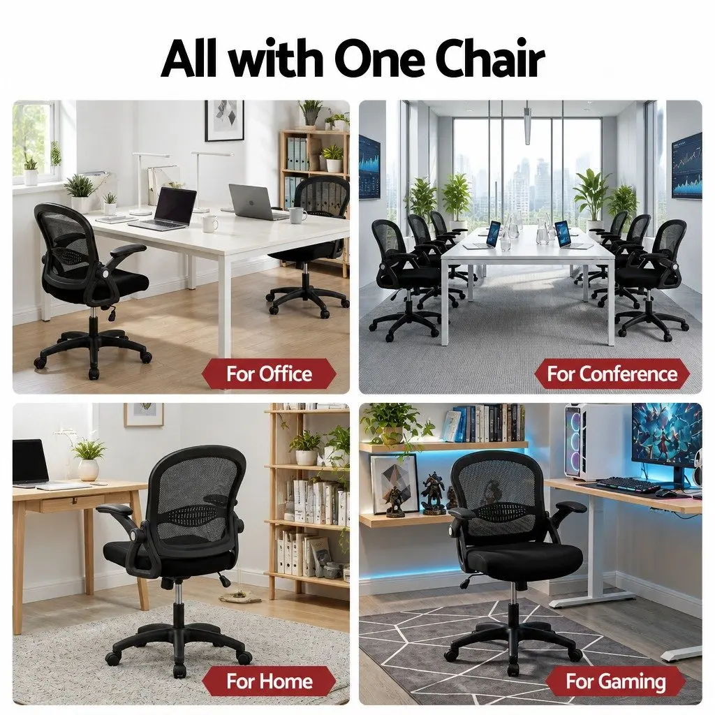 Mesh Office Chair Black Mid Back Computer Gaming Desk Work Study Adjustable