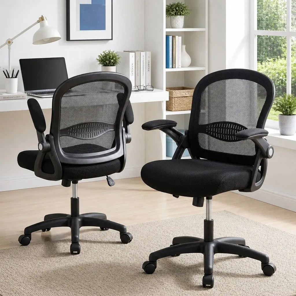 Mesh Office Chair Black Mid Back Computer Gaming Desk Work Study Adjustable