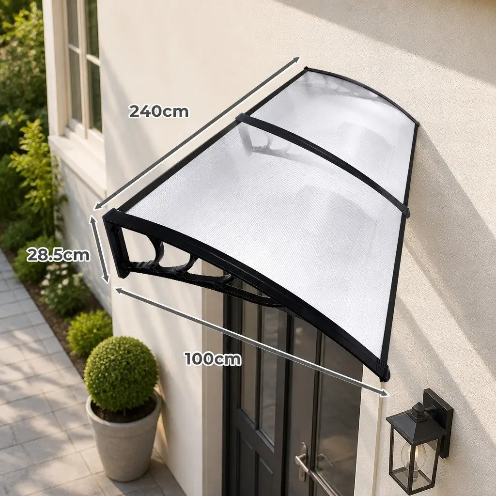 Window Door Awning Outdoor Shade 1M x 2.4M Transparent Polycarbonate Panel