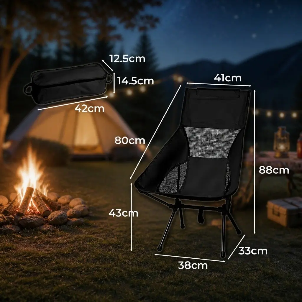 Folding Camping Chair Portable Outdoor Relaxation Seat Black