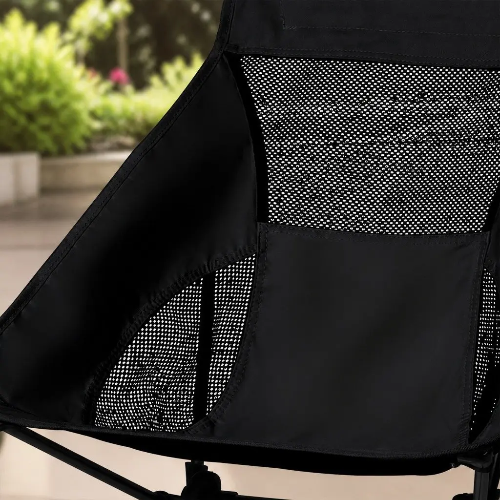 Folding Camping Chair Portable Outdoor Relaxation Seat Black
