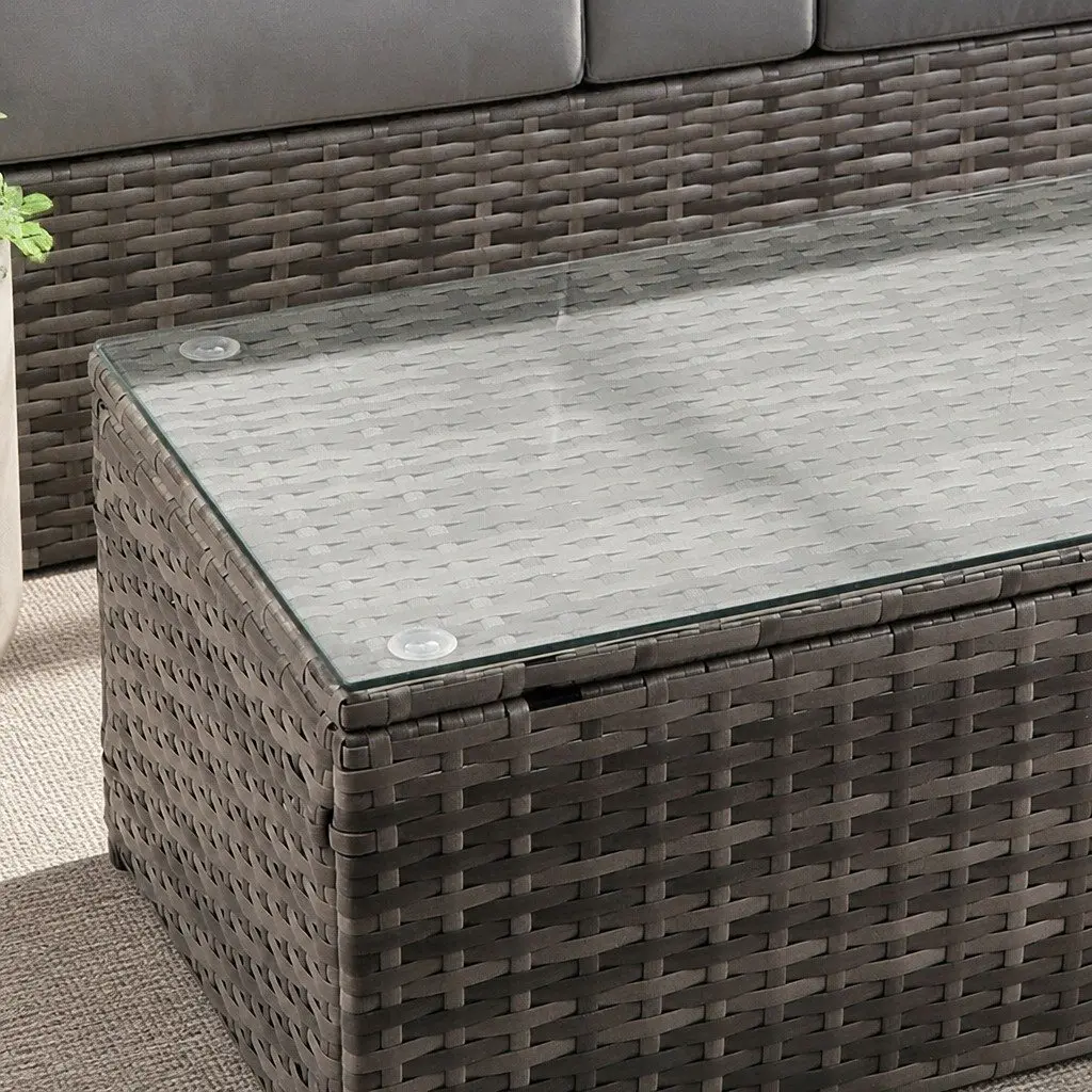 5-Piece Outdoor Lounge Set Garden Sofa Coffee Table Ottoman Mixed Grey