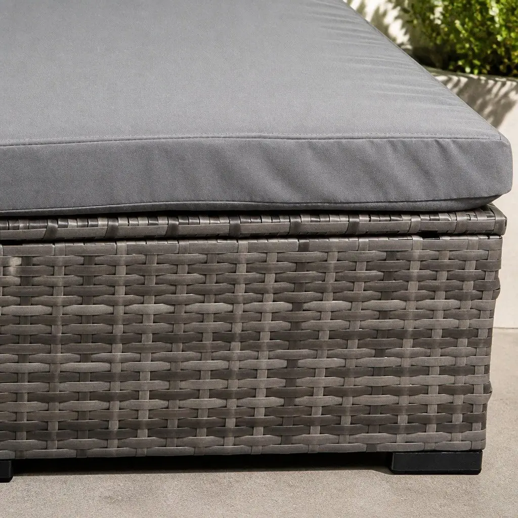 5-Piece Outdoor Lounge Set Garden Sofa Coffee Table Ottoman Mixed Grey