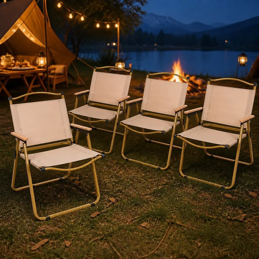 Camping Chair Folding Outdoor Set 4PCS Portable Lightweight Backyard Garden