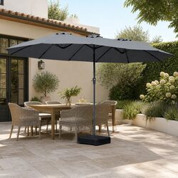 Dependable 4M Grey Double-Sided Patio Umbrella