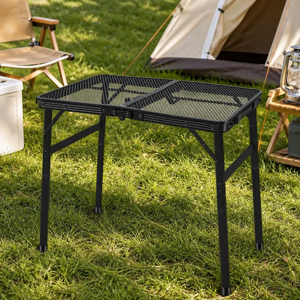 Folding Camping Table Portable Mesh Outdoor Picnic Lightweight Two Height