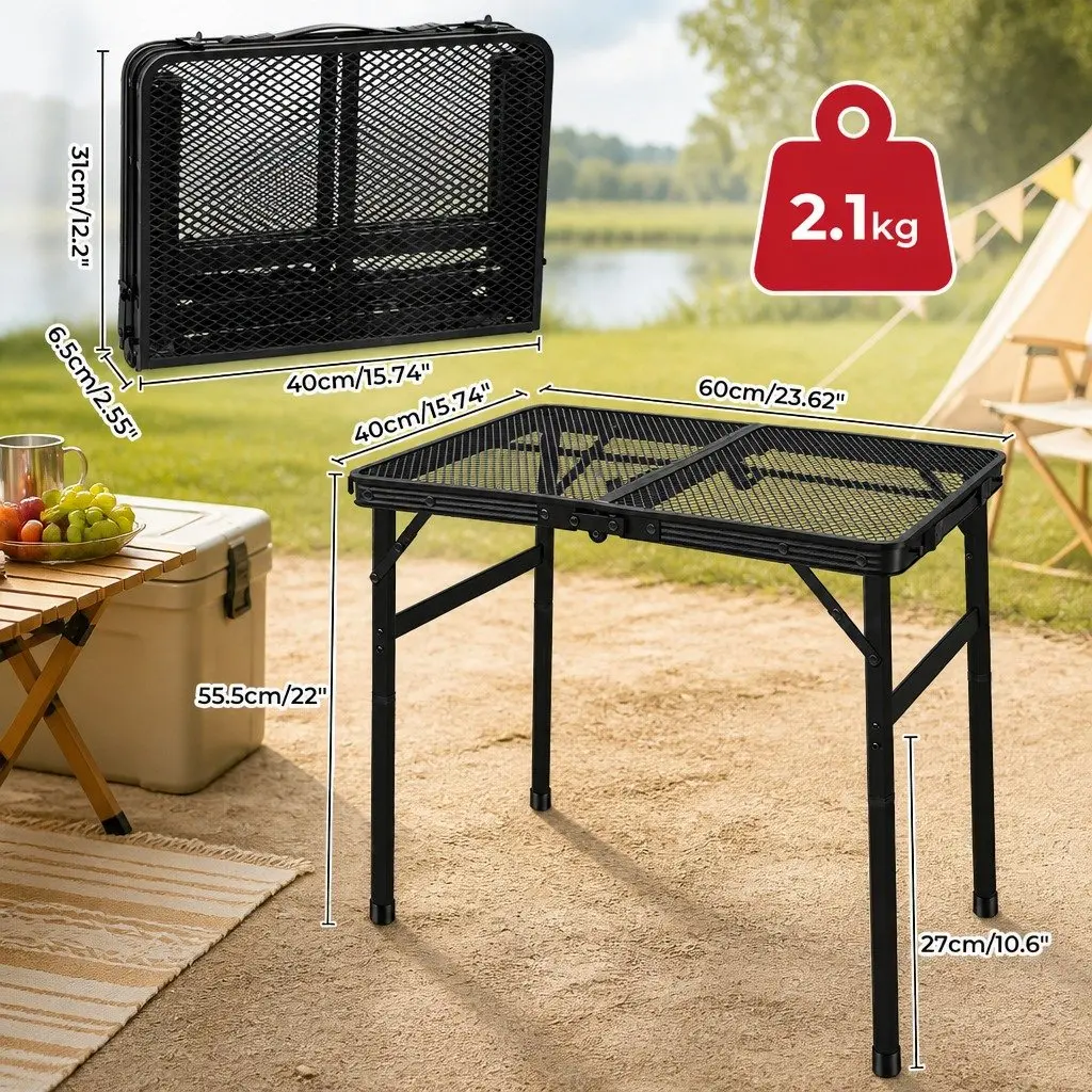 Folding Camping Table Portable Mesh Outdoor Picnic Lightweight Two Height