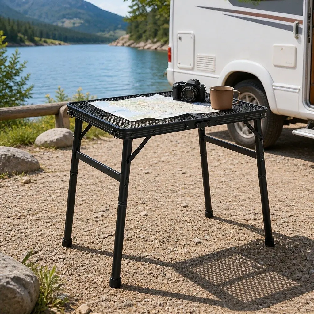 Folding Camping Table Portable Mesh Outdoor Picnic Lightweight Two Height