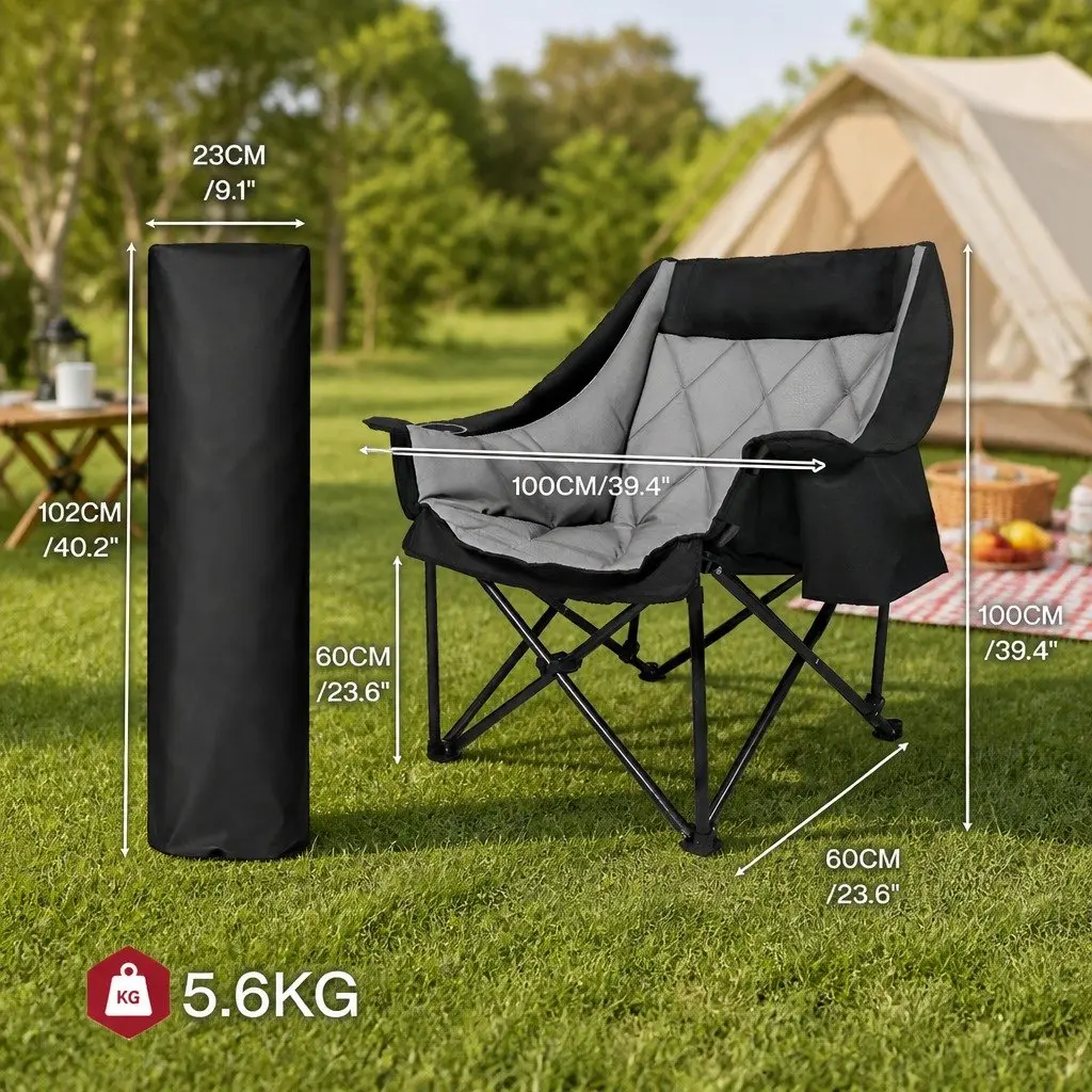 Folding Camping Chair Extra Large Outdoor Portable Fishing Travel Seat Heavy