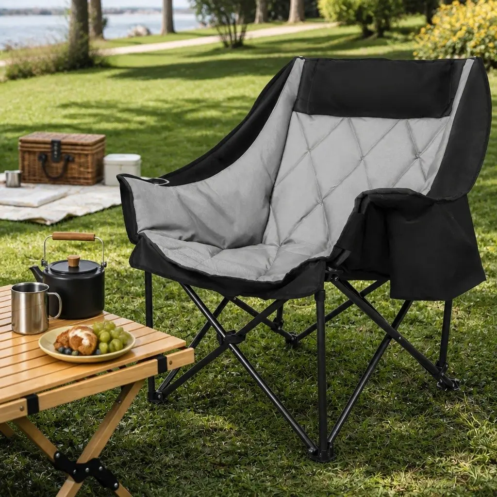 Folding Camping Chair Extra Large Outdoor Portable Fishing Travel Seat Heavy