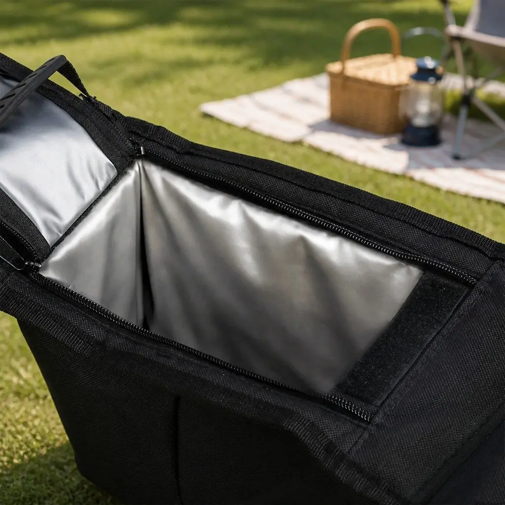 Folding Camping Chair Large Outdoor Portable Seat Black Grey