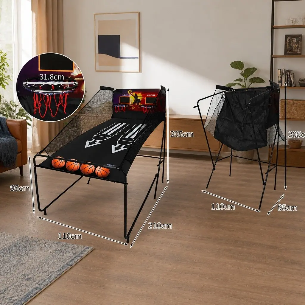 Electronic Basketball Arcade Shooting Game Indoor Outdoor 8 Games Foldable Black