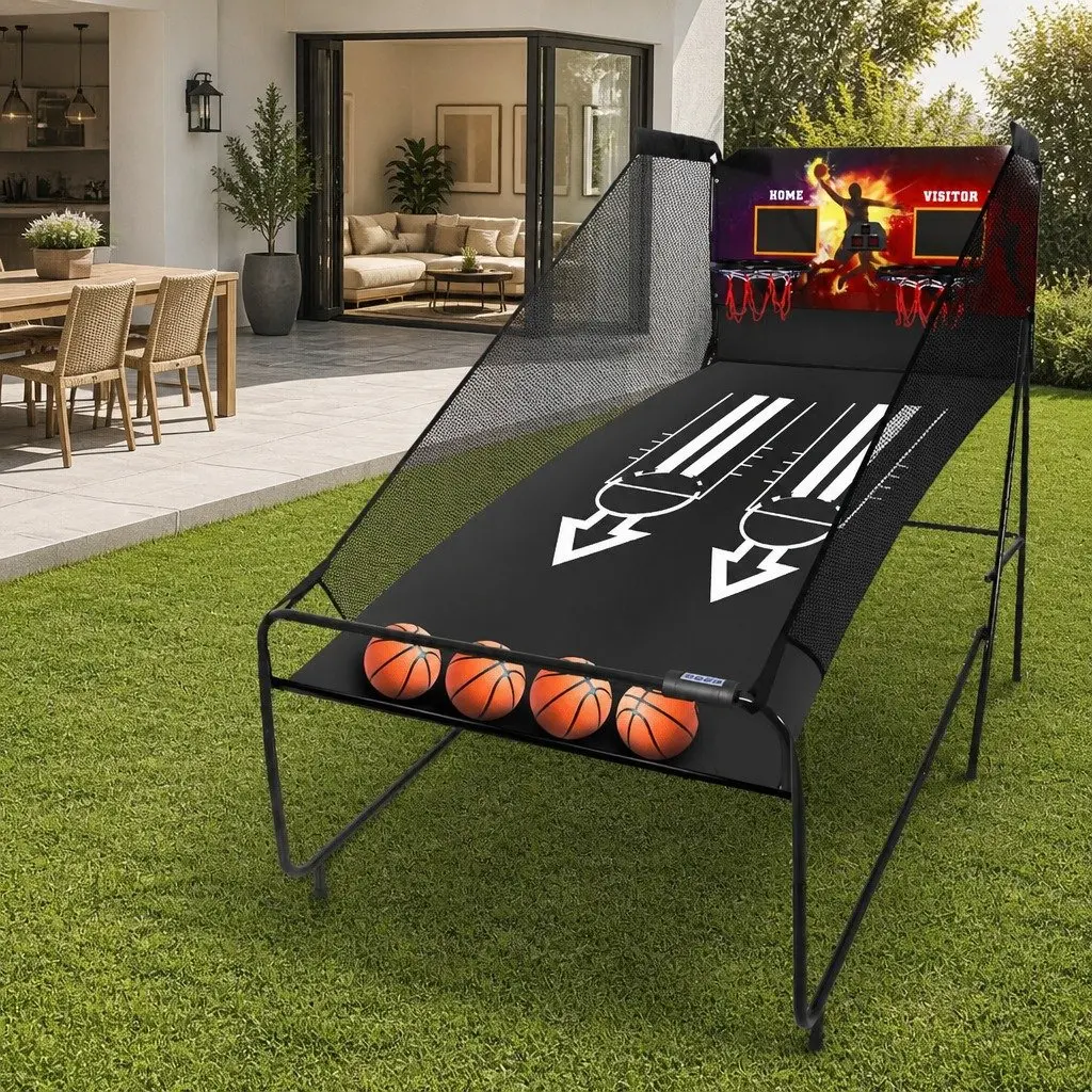 Electronic Basketball Arcade Shooting Game Indoor Outdoor 8 Games Foldable Black