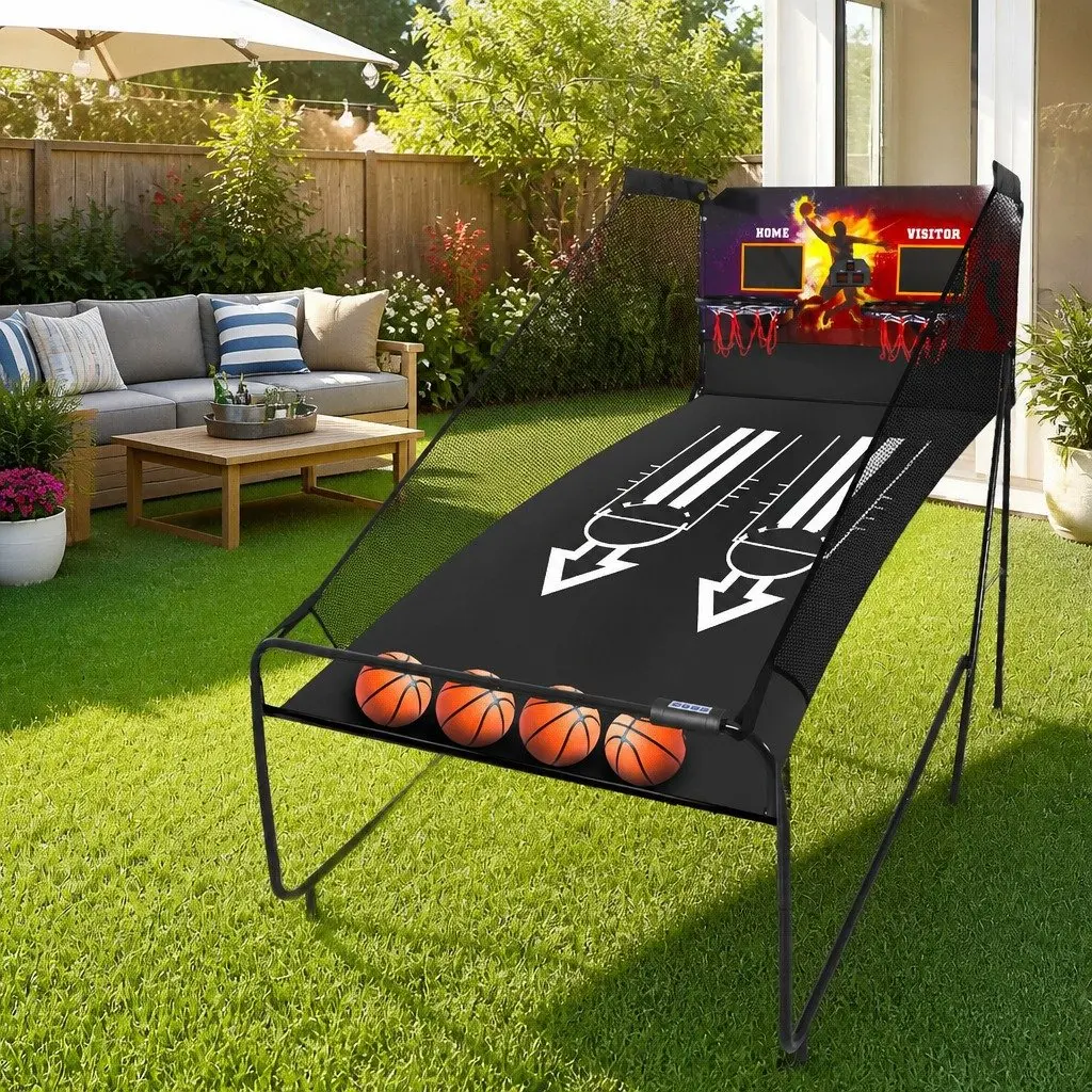 Electronic Basketball Arcade Shooting Game Indoor Outdoor 8 Games Foldable Black
