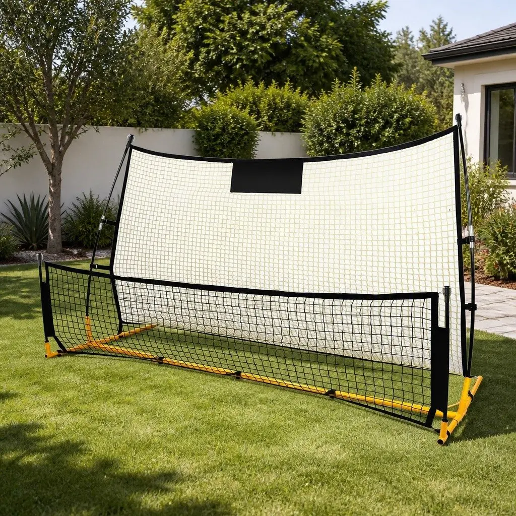 Soccer Rebounder Net Portable Training Goal Backyard Practice Equipment 210cm x 120cm Black