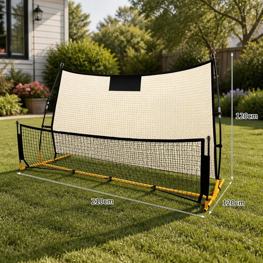 Soccer Rebounder Net Portable Training Goal Backyard Practice Equipment 210cm x 120cm Black