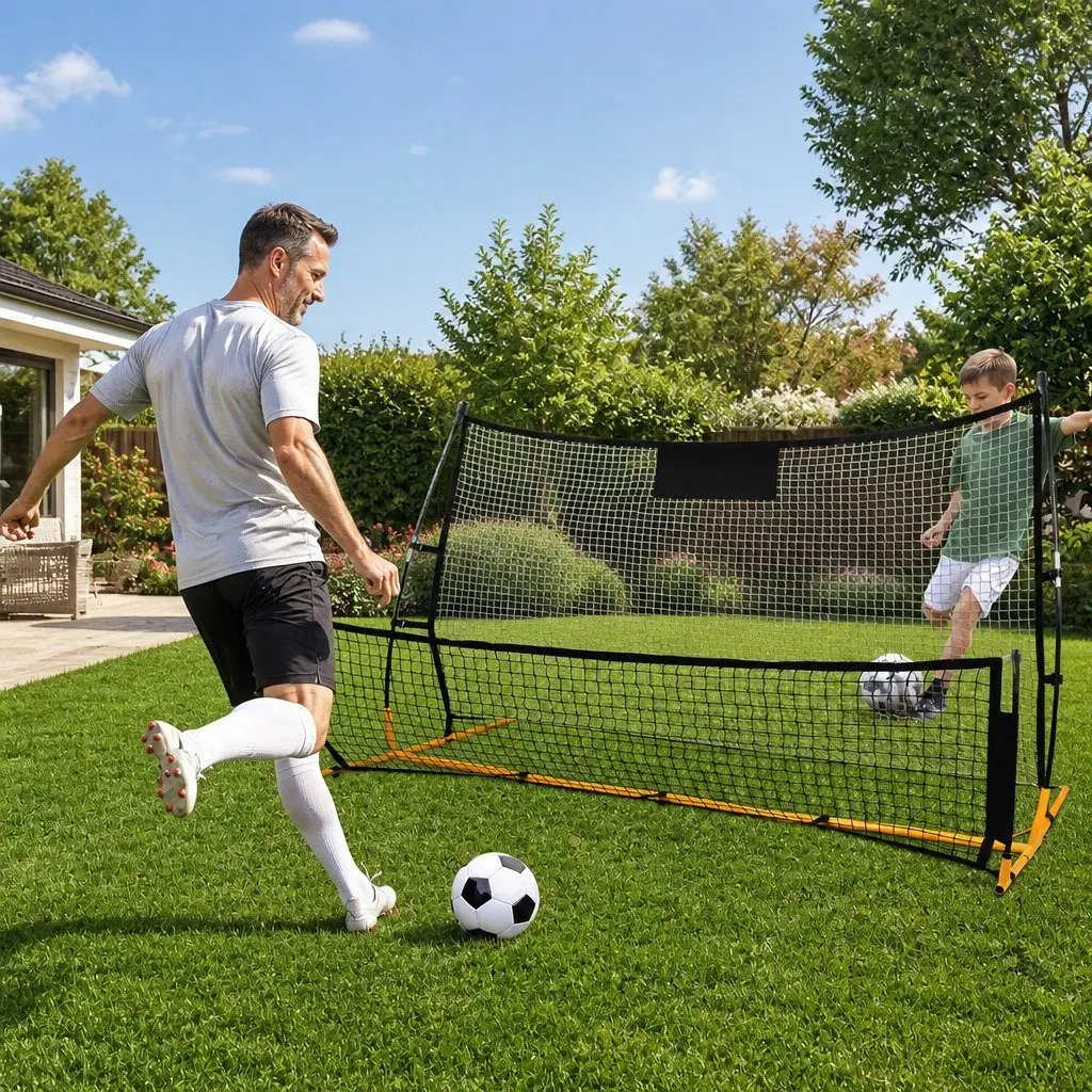 Soccer Rebounder Net Portable Training Goal Backyard Practice Equipment 210cm x 120cm Black