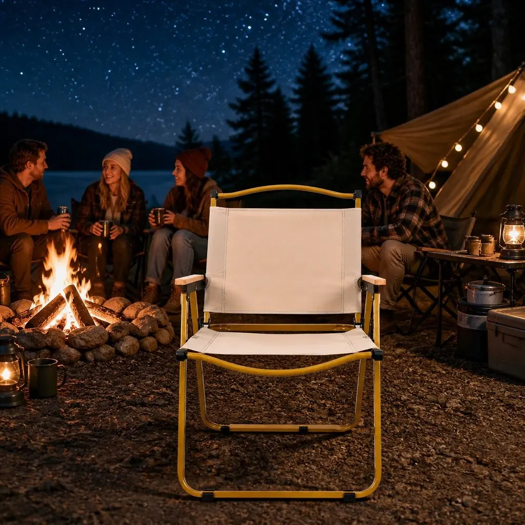 Folding Camping Chair Outdoor Portable Lightweight Beige