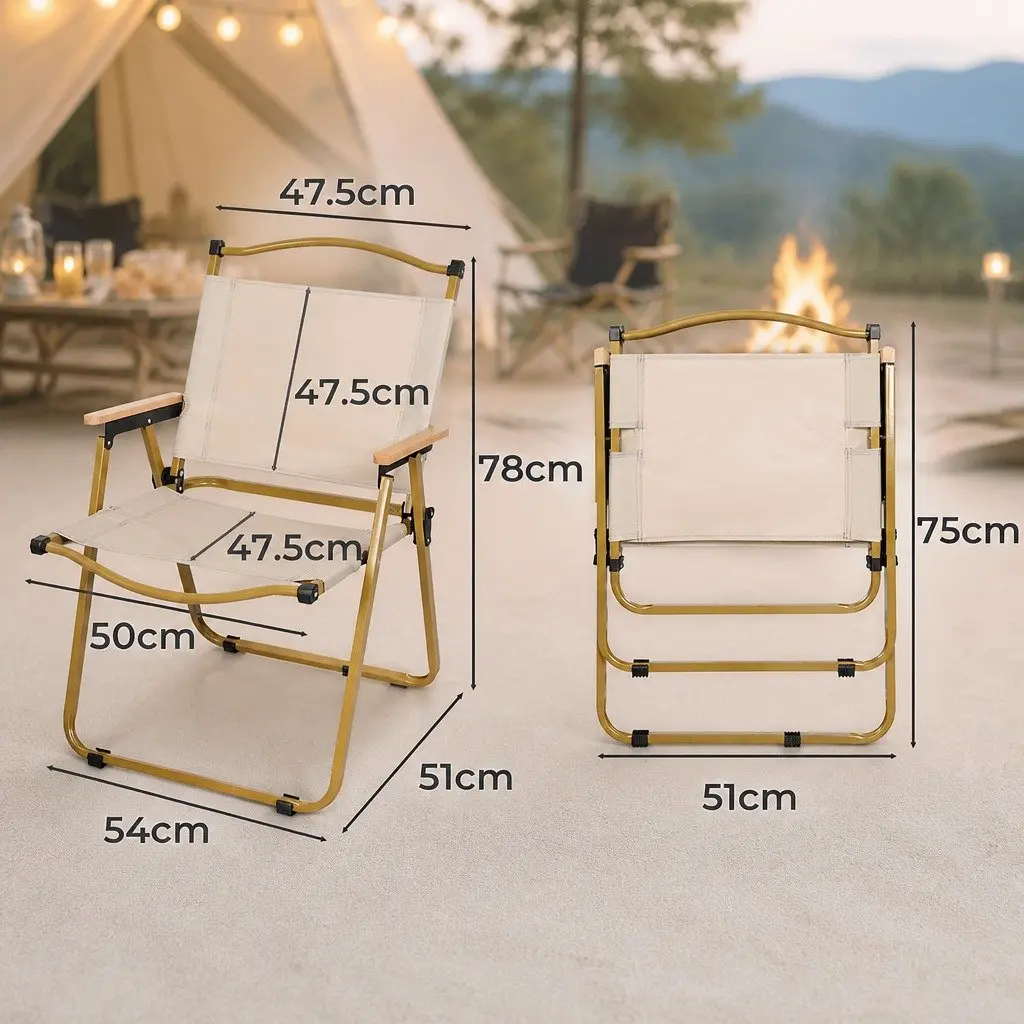Folding Camping Chair Outdoor Portable Lightweight Beige