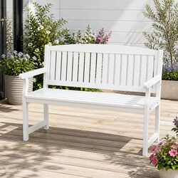 Wooden Garden Bench 2 Seater Outdoor Patio Lounge Chair White Furniture