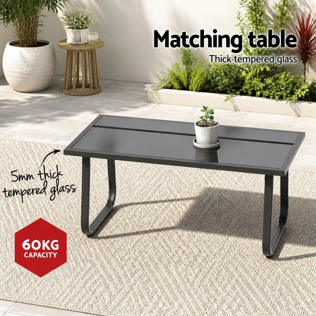 Outdoor Sofa Set 4 Piece Lounge Chair Table Garden Patio Furniture Black
