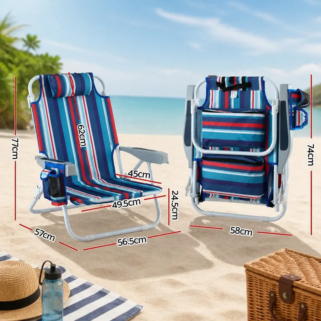 Outdoor Reclining Chair Backpack Cooler Storage Beach Camping Lightweight