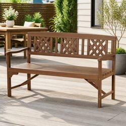 3 Seat Outdoor Garden Bench Wooden Chair Patio Furniture Lounge Natural Wood