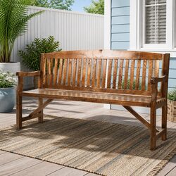 Rustic 3-Seater Garden Bench with Strong Structure