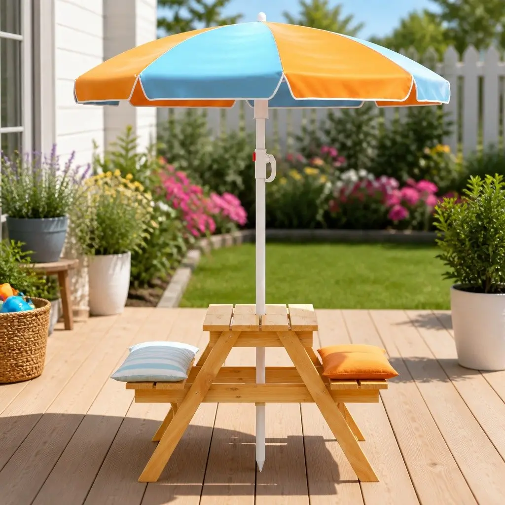 Kids Picnic Table and Bench Set for Outdoor Fun