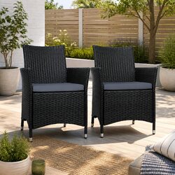 Comfortable Wicker Outdoor Dining Chairs Set of 2