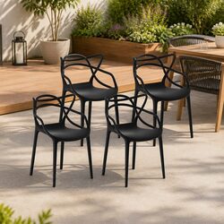 Stackable Outdoor Dining Chairs 4PC Portable Patio Furniture Garden Modern