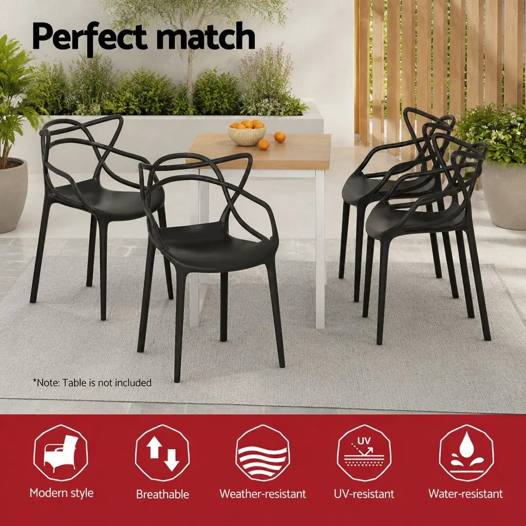 Stackable Outdoor Dining Chairs 4PC Portable Patio Furniture Garden Modern