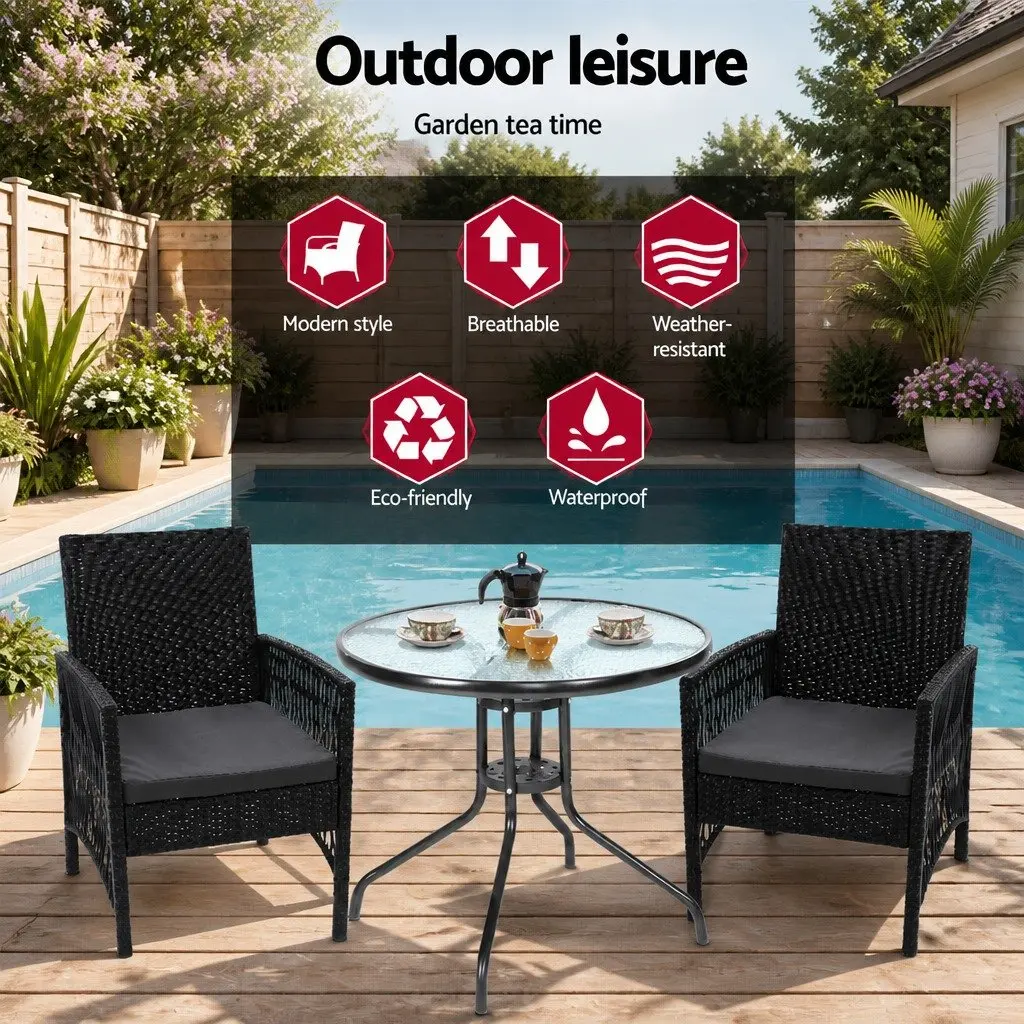 3 Piece Outdoor Bistro Set with Strong Build