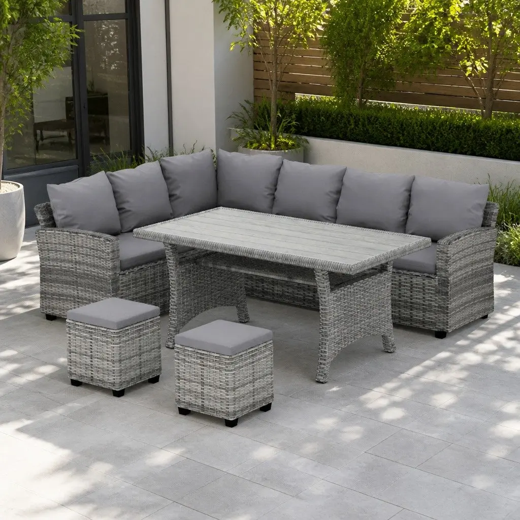 8-Seater Wicker Dining Set with Comfort and Style