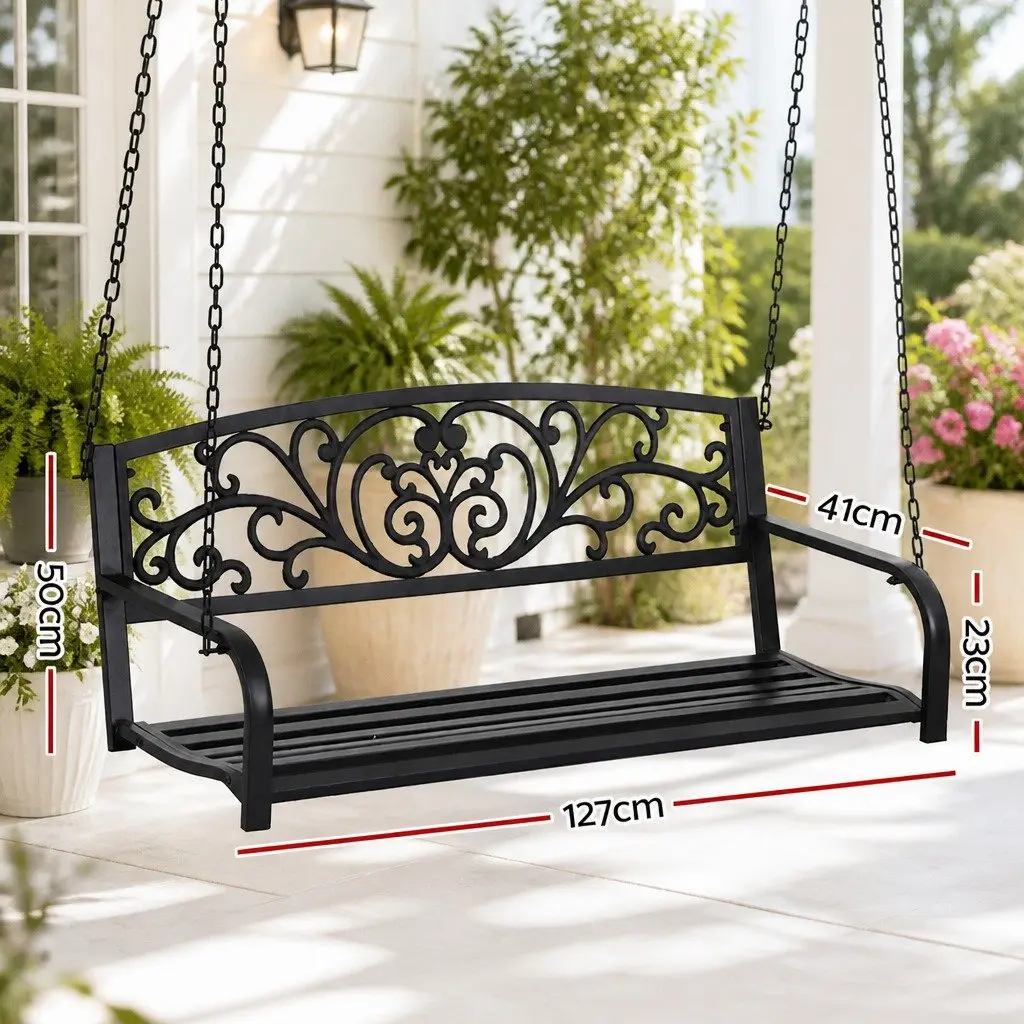 Outdoor Swing Chair 2 Seater Patio Furniture Black