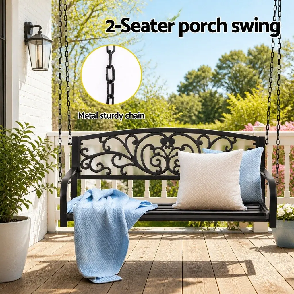 Outdoor Swing Chair 2 Seater Patio Furniture Black