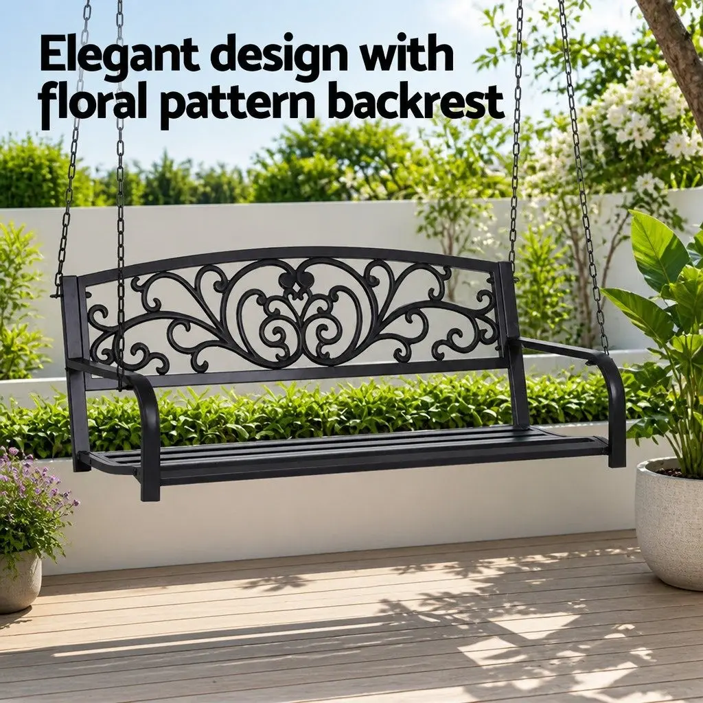 Outdoor Swing Chair 2 Seater Patio Furniture Black