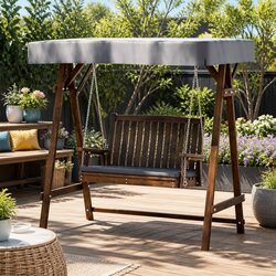 Outdoor Swing Chair 2 Seater Garden Bench with Canopy Cushion Charcoal