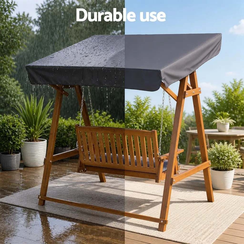 Swing Chair Outdoor Furniture 2 Seater Adjustable Canopy Teak