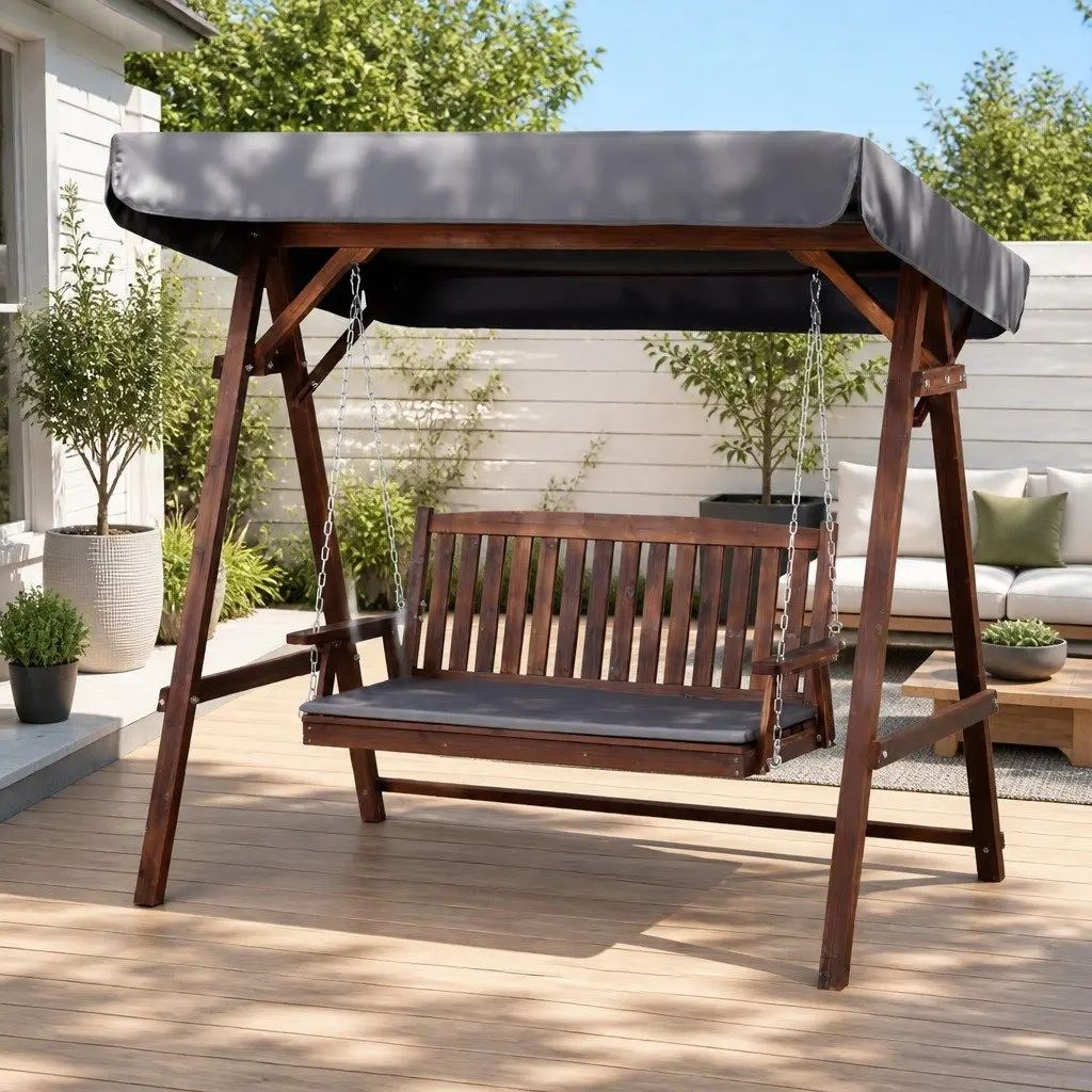 3 Seater Swing Chair Outdoor Garden Lounge Furniture Charcoal
