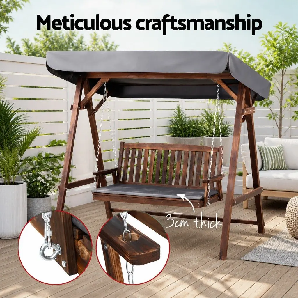 3 Seater Swing Chair Outdoor Garden Lounge Furniture Charcoal
