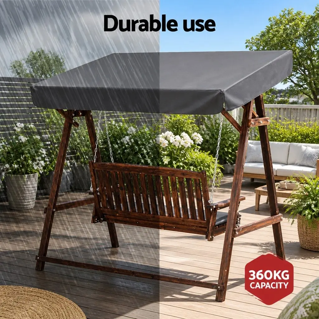 3 Seater Swing Chair Outdoor Garden Lounge Furniture Charcoal