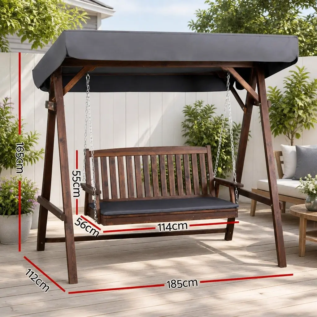 3 Seater Swing Chair Outdoor Garden Lounge Furniture Charcoal