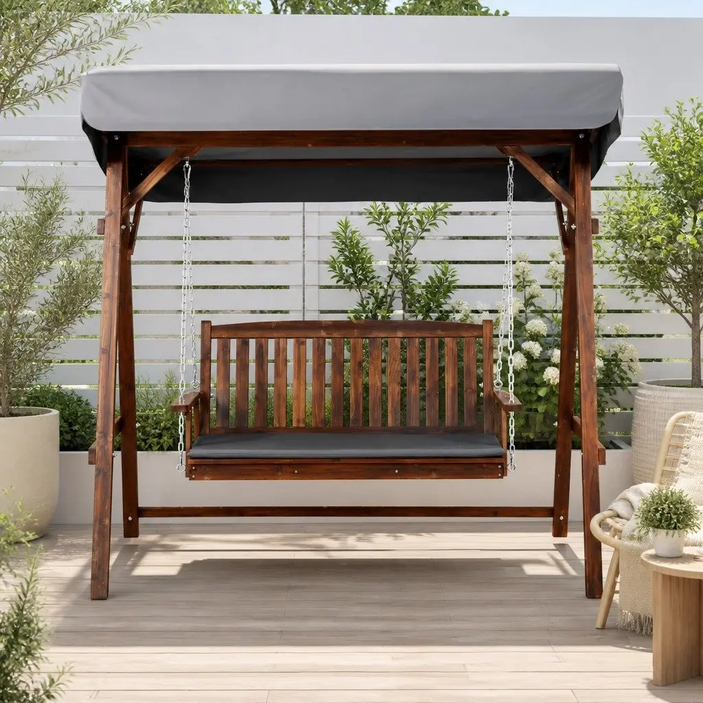3 Seater Swing Chair Outdoor Garden Lounge Furniture Charcoal
