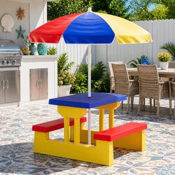 Reliable Kids Table and Chairs Set with Umbrella