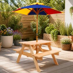 Comfortable and Sturdy Kids Wooden Picnic Table Set