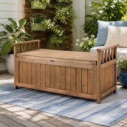 Reliable and Practical Wooden Outdoor Storage Bench Box