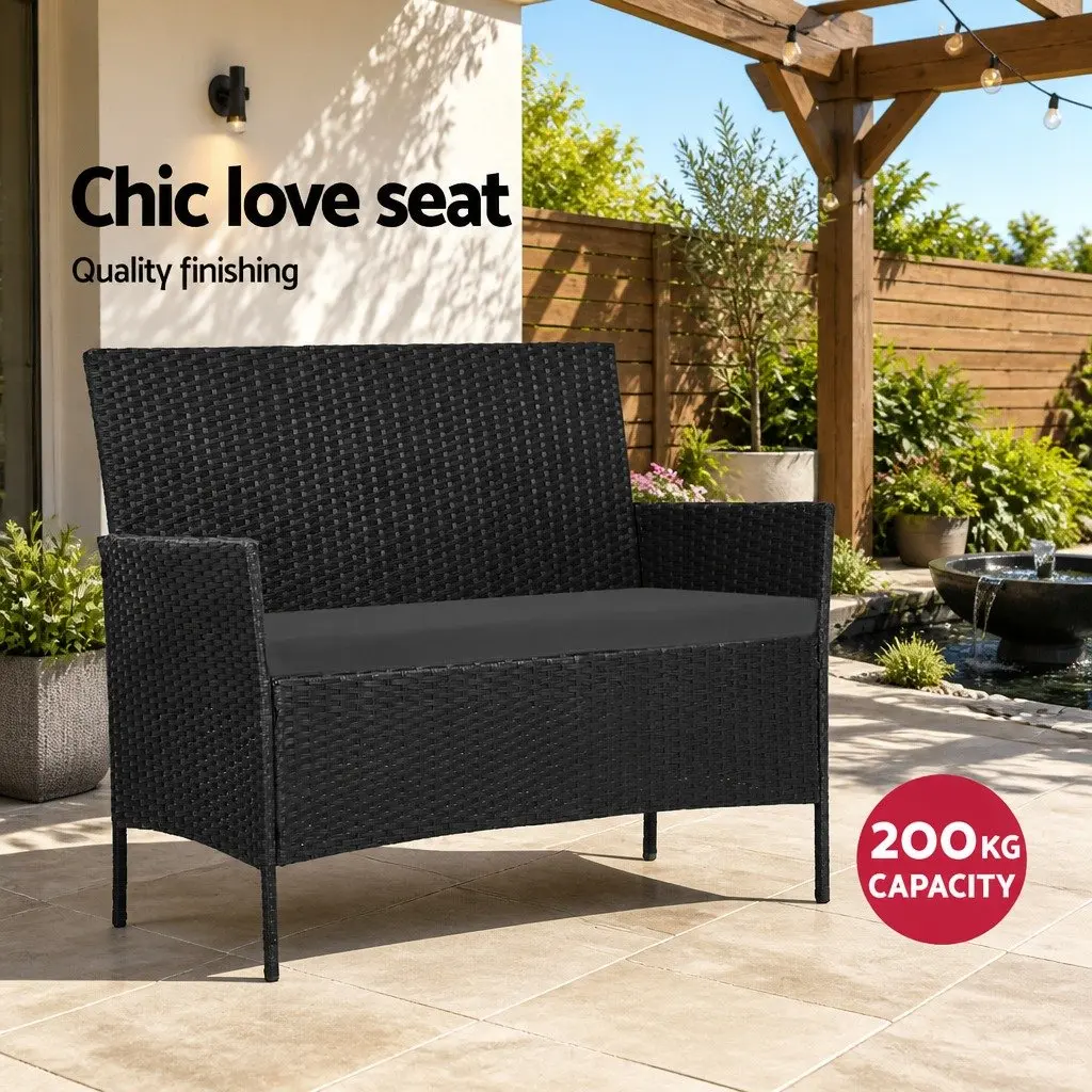 4 Seater Outdoor Sofa Set Wicker Furniture Table Chair Dark Grey Patio Garden