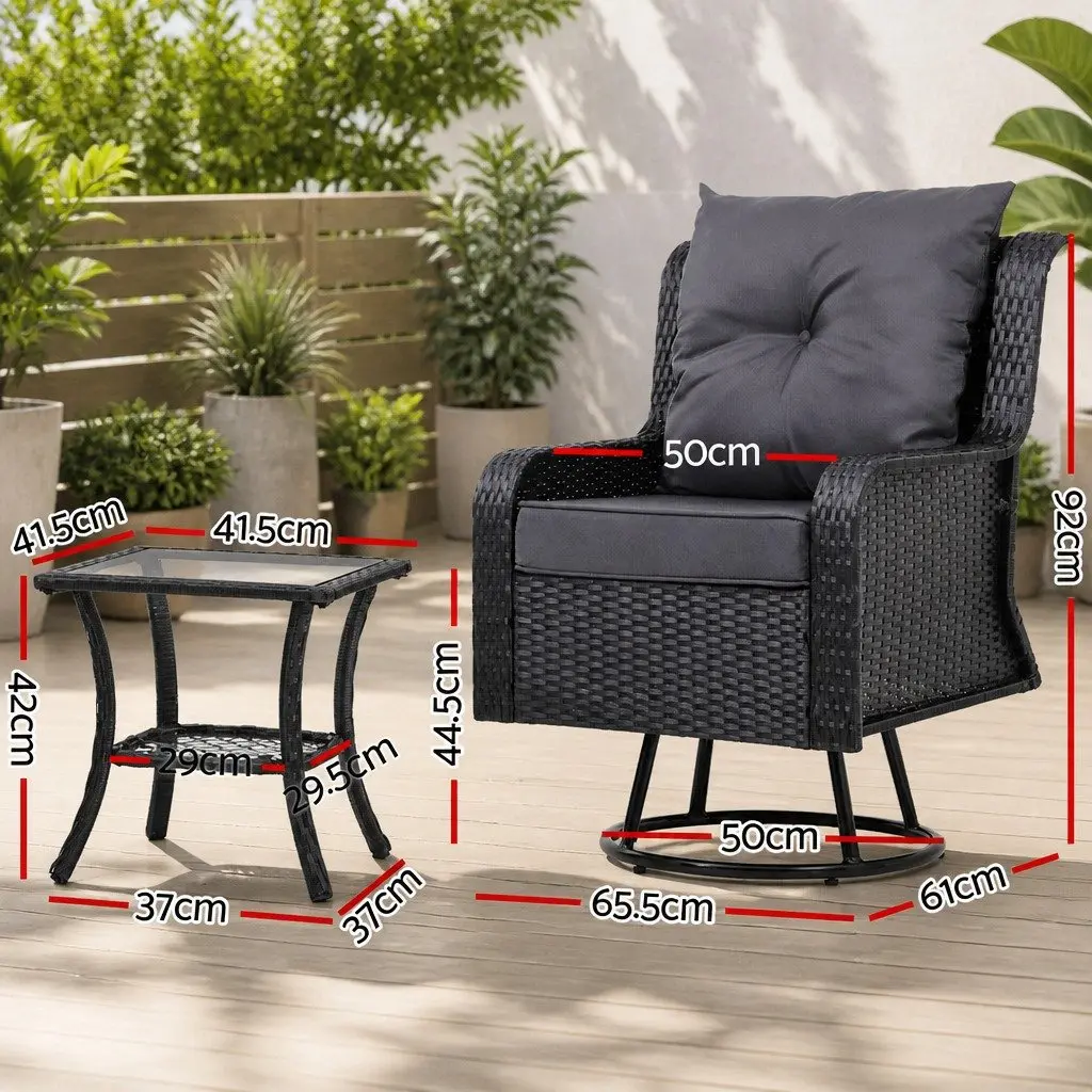 3-Piece Outdoor Swivel Set