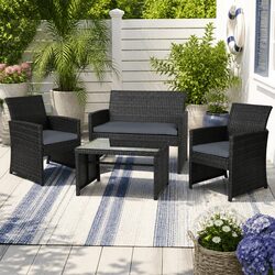 Comfortable 4 Piece Wicker Sofa Set for Relaxation